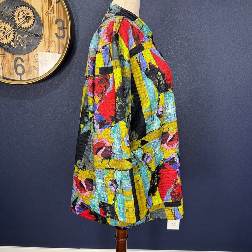 Multiples Multicolor Abstract Stand Collar Button… - image 5